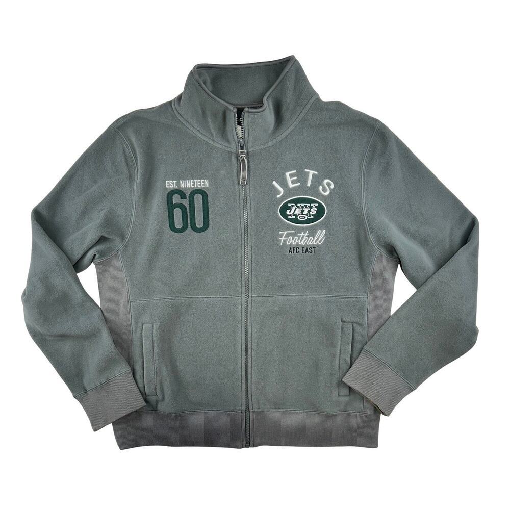 New York Jets NFL Team Apparel Full Zip Fleece Jacket Womens XL Green Casual